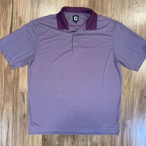FootJoy FJ Mens Golf Shirt Purple White Stripes Co